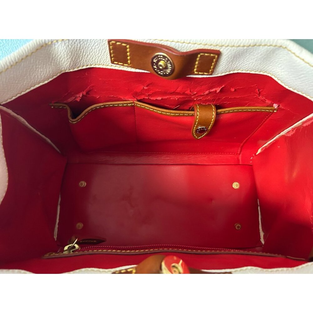 Dooney & Bourke White and Brown Leather Tote - Picture 13 of 16